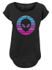 F4NT4STIC Long Cut T-Shirt Alien Kopf in schwarz