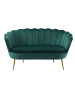 SalesFever Muschelsofa 2-Sitzer elegant Beine Chrom goldfarben und Samtbezug in Grün