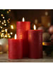 Adilina LED Kerze LINA Echtwachs Rustik-Optik 7x20cm in rot
