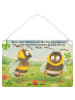 Mr. & Mrs. Panda Holzschild Hummeln Kleeblatt Design mit Spruch in Weiß