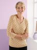 Sieh an! V-Pullover in camel-ecru-gemustert