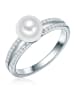 Valero Pearls Ring Sterling Silber Zirkonia Süßwasser-Zuchtperle in silber