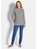 GOLDNER Kurzgröße:  Langarm Viskoseoberteil im Zopfmuster in grau / melange