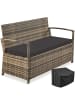 tectake Polyrattanbank wetterfest 2-Sitzer mit Stauraum und Schutzhülle