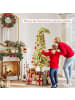 COSTWAY 210 cm Künstlicher Weihnachtsbaum mit Beleuchtung und Schnee in Grün