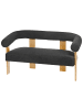 Beliani 2-Sitzer Sofa ILBRO in Schwarz/Heller Holzfarbton - (W) 138 x (H) 76 x (L) 68 cm