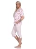 NORMANN kurzarm Capri Schlafanzug Herz - 72663 in rosa