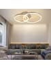 ZMH Deckenleuchte LED in siber dimmbar 2 Ringen modern 46 W Metall Schlafzimmerlampe