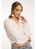 IZIA Cropped Bluse Langarm in Wollweiss