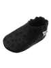 Mejale Schwarze Baby-Leder-Laufschuhe, komfortabel mit rutschfester Sohle-Sternenmuster