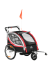 HOMCOM 2 in 1 Kinderanhänger in Rot & Schwarz 142L x 75B x 101H cm