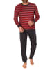NORMANN Frottee Schlafanzug lang Pyjama RingelMuster - 82395 in rot