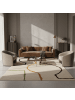 KADIMA DESIGN Teppich Wolle Handgetuftet, Abstraktes Linienmuster, Beige Bunt