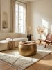 KADIMA DESIGN Moderner Couchtisch "Aurora" aus Massivholz, Braun/Gold, mit Stauraum