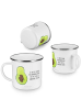 Mr. & Mrs. Panda Emaille Tasse Avocado Kern mit Spruch in Weiß