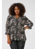 KAFFE curve Bluse langarm KClunda Regular fit in Black/Grey Abstract Graphic