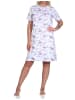 NORMANN kurzarm Nachthemd floralem Alloverprint und Knopfleiste am Hals - 79281 in weiss