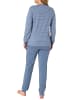 NORMANN interlock Pyjama Schlafanzug Bündchen Streifen - 69515 in blau