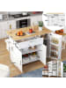 ABRIHOME Kücheninsel in Weiß mit klappbarer Platte 132.5x44x90 cm  
