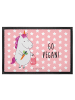 Mr. & Mrs. Panda Schmutzmatte Einhorn Vegan mit Spruch in Rot Pastell