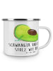 Mr. & Mrs. Panda Emaille Becher Avocado Schwangerschaft mit Spruch in Weiß