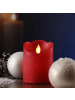 MARELIDA LED Kerze Twinkle Echtwachs bewegte Flamme D: 7,5cm H: 10cm in rot