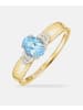 Diamant L'éternel Ring, mit Blautopas, 375 Gelbgold