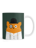 Juniqe Tasse "Cat - Clockwork" in Orange & Schwarz