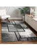 KADIMA DESIGN Teppich Kurzflor Geometrisches Quadratmuster schmutzabweisend in Dunkelgrau