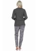 NORMANN Schlafanzug lang Pyjama Katzen - 77390 in grau