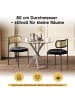 ABRIHOME Esstisch in Silber mit Glasplatte 80x80x75 cm Runder Tisch