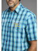 Man's World Kurzarmhemd in türkis-blau kariert