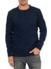 Rusty Neal Kontrast Grobstrick Rundhals-Pullover in Marine