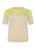 KAFFE curve Strickpullover KCmaji Regular fit in Sand Melange/Lime Half Stripe