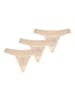 Teyli 3er Pack: Mesh Tanga mit floraler Spitze Leo in beige