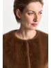 Rich & Royal Boxy Faux Fur Jacket Collarless in Hazel