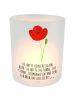 Mr. & Mrs. Panda Glas Windlicht Blume Mohnblume mit Spruch in Transparent