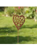 UNUS Gartenstecker Rost Herz mit Herzmuster in Braun