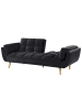 Beliani Schlafsofa ASBY in Schwarz/Heller Holzfarbton - (W) 218 x (H) 82 x (L) 83 cm