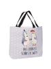 Mr. & Mrs. Panda Reisetasche Pinguin Heirat mit Spruch in Grau Pastell