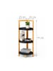 relaxdays Bambus-Eckregal "3 Ablagen" in Natur/ Schwarz - (B)23 x (H)77 x (T)23 cm