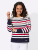 WITT WEIDEN Feinstrickpullover in ecru-rot-geringelt