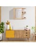 relaxdays Wandregal mit Spiegel in Natur - (B)62 x (H)53 x (T)20 cm