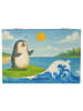 Mr. & Mrs. Panda Holzkiste Pinguin Surfer Design ohne Spruch in Weiß