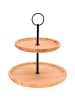 Excellent Houseware Servieretagere für Kuchen, 2 Etagen, Bambus in Braun, 16,5 cm; 21,5 cm