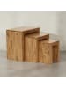 KADIMA DESIGN 3er Set Satztisch MUMBAI Massiv-Holz Wohnzimmer-Tisch in Akazie