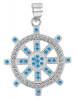 Adeliás Damen Anhänger Steuerrad aus 925 Silber mit Zirkonia in blau