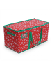 relaxdays Weihnachtskugel-Aufbewahrungsbox "Schneeflocken" in Rot/ Grün