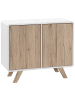 Beliani Sideboard MILO in Weiß/Braun - (W) 90 x (H) 76 x (L) 40 cm