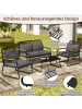 ABRIHOME Garten Lounge Set in Schwarz 4-tlg mit Glas Tisch